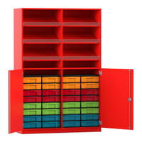 Flexeo® Schrank, 6 Schrägablagen, 32 kleine Boxen, 2 Halbtüren