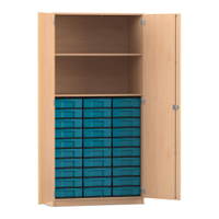 Flexeo® Schrank, 30 kleine Boxen, 2 Fächer, 2 Türen
