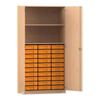 Flexeo® Schrank, 30 kleine Boxen, 2 Fächer, 2 Türen
