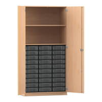 Flexeo® Schrank, 30 kleine Boxen, 2 Fächer, 2 Türen