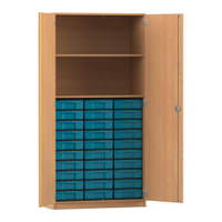 Flexeo® Schrank, 30 kleine Boxen, 2 Fächer, 2 Türen