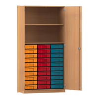 Flexeo® Schrank, 30 kleine Boxen, 2 Fächer, 2 Türen