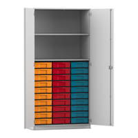 Flexeo® Schrank, 30 kleine Boxen, 2 Fächer, 2 Türen