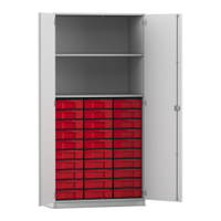 Flexeo® Schrank, 30 kleine Boxen, 2 Fächer, 2 Türen
