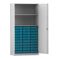 Flexeo® Schrank, 30 kleine Boxen, 2 Fächer, 2 Türen