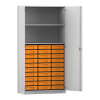 Flexeo® Schrank, 30 kleine Boxen, 2 Fächer, 2 Türen