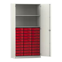Flexeo® Schrank, 30 kleine Boxen, 2 Fächer, 2 Türen