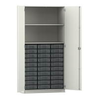 Flexeo® Schrank, 30 kleine Boxen, 2 Fächer, 2 Türen