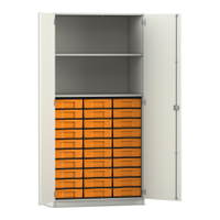 Flexeo® Schrank, 30 kleine Boxen, 2 Fächer, 2 Türen