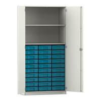 Flexeo® Schrank, 30 kleine Boxen, 2 Fächer, 2 Türen