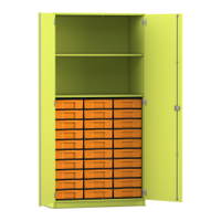 Flexeo® Schrank, 30 kleine Boxen, 2 Fächer, 2 Türen
