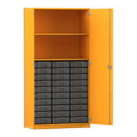 Flexeo® Schrank, 30 kleine Boxen, 2 Fächer, 2 Türen