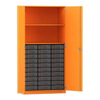 Flexeo® Schrank, 30 kleine Boxen, 2 Fächer, 2 Türen
