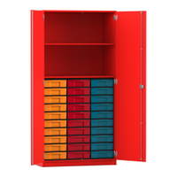Flexeo® Schrank, 30 kleine Boxen, 2 Fächer, 2 Türen