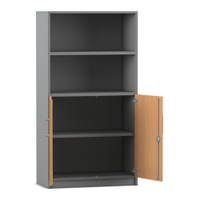 Flexeo® Kombi-Schrank, unten Drehtüren, oben 2 Fächer = 4 Ordnerhöhen