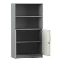 Flexeo® Kombi-Schrank, unten Drehtüren, oben 2 Fächer = 4 Ordnerhöhen