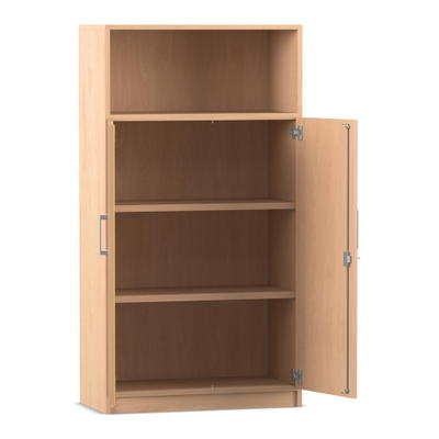 Flexeo® Kombi-Schrank, unten Drehtüren, oben 1 Fach = 4 Ordnerhöhen