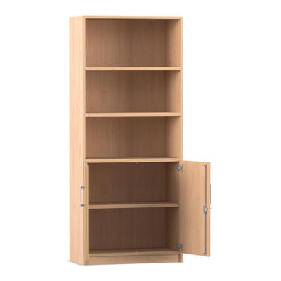 Flexeo® Kombi-Schrank, 5 Fächer, unten Drehtüren = 5 Ordnerhöhen