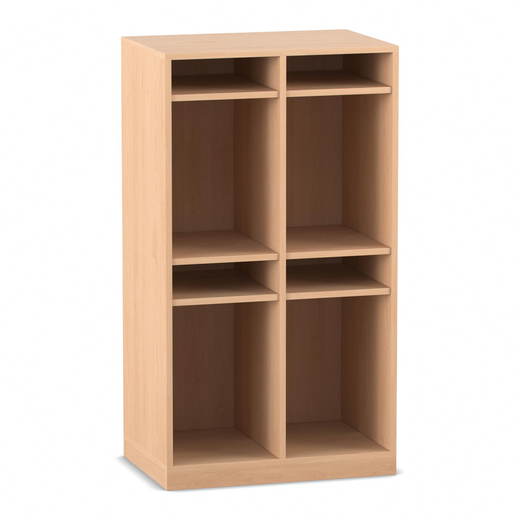 808174v0006_p01_1000 Flexeo® Schulranzenregal PRO, 2 Reihen, 6 Fachböden, für 4 Schulranzen