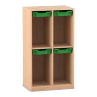 Flexeo® Schulranzenregal PRO, 2 Reihen, 4 Boxen Gr. S, für 4 Schulranzen