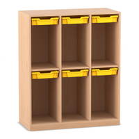 Flexeo® Schulranzenregal PRO, 3 Reihen, 6 Boxen Gr. S, für 6 Schulranzen - 808178 P01
