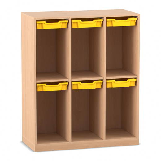 808178_P01 Flexeo® Schulranzenregal PRO, 3 Reihen, 6 Boxen Gr. S, für 6 Schulranzen - 808178 P01