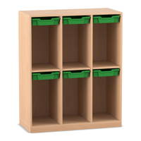 Flexeo® Schulranzenregal PRO, 3 Reihen, 6 Boxen Gr. S, für 6 Schulranzen