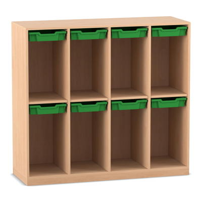 Flexeo® Schulranzenregal PRO, 4 Reihen, 8 Boxen Gr. S, für 8 Schulranzen