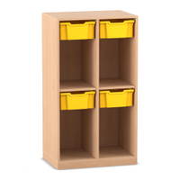 Flexeo® Schulranzenregal PRO, 2 Reihen, 4 Boxen Gr. M, für 4 Schulranzen