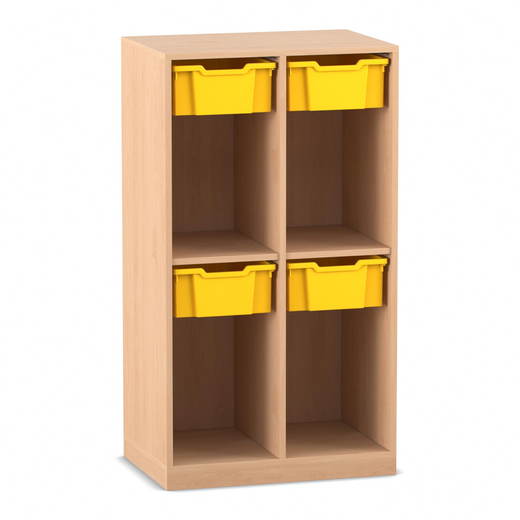 808180v0124_p01_1000 Flexeo® Schulranzenregal PRO, 2 Reihen, 4 Boxen Gr. M, für 4 Schulranzen