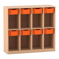 Flexeo® Schulranzenregal PRO, 4 Reihen, 8 Boxen Gr. M, für 8 Schulranzen