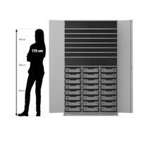 Flexeo® Bastelschrank PRO, 3 Reihen, 24 Boxen Gr. S, 8 Fächer – Bild 6