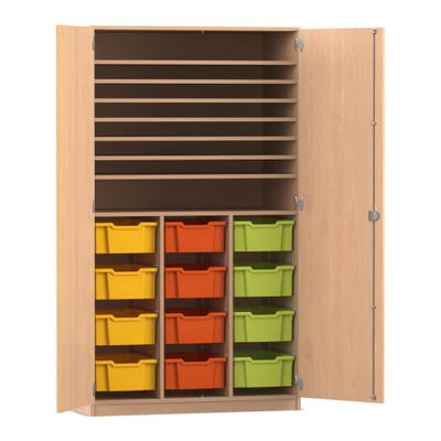 Flexeo® Bastelschrank PRO, 3 Reihen, 12 Boxen Gr. M, 8 Fächer