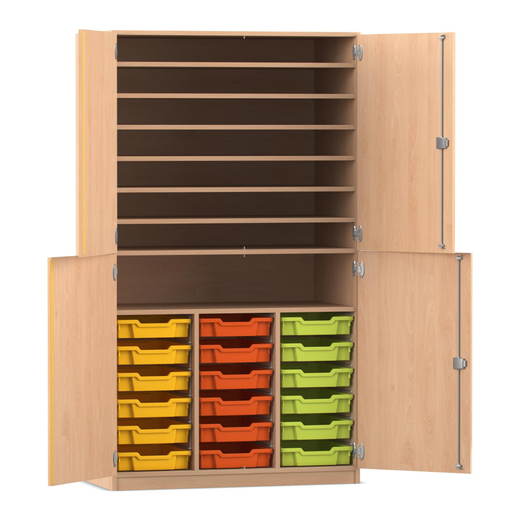 809002_P01 Flexeo® Bastelschrank PRO, 3 Reihen, 18 Boxen Gr. S, 8 Fächer - 809002 P01