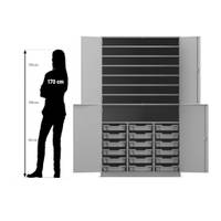 Flexeo® Bastelschrank PRO, 3 Reihen, 18 Boxen Gr. S, 8 Fächer - 809002 P07