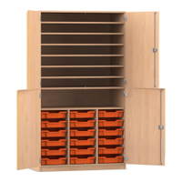 Flexeo® Bastelschrank PRO, 3 Reihen, 18 Boxen Gr. S, 8 Fächer