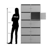 Flexeo® Schließfachschrank, 10 Fächer mit Briefschlitzen, Breite 94,4 cm - 809011 P07 2