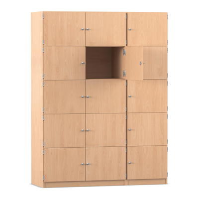Flexeo® Schließfachschrank, 15 geschlossene Fächer, Breite 142,5 cm