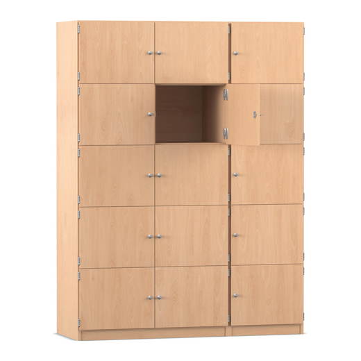 809026v0006_p01_1000 Flexeo® Schließfachschrank, 15 geschlossene Fächer, Breite 142,5 cm