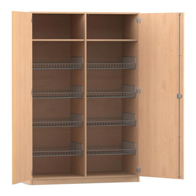 Flexeo® Sportschrank, 8 Gitterkörbe, 2 Fächer oben