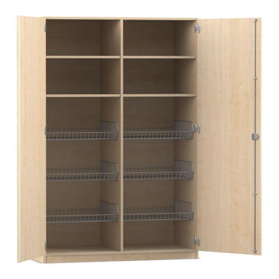 Flexeo® Sportschrank, 6 Gitterkörbe, 4 Fächer oben