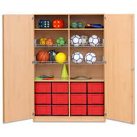 Flexeo® Sportschrank, 4 Gitterkörbe, 12 große Boxen - 809038 h