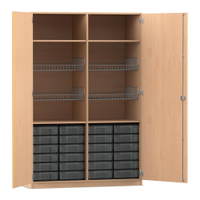Flexeo® Sportschrank, 4 Gitterkörbe, 24 kleinen Boxen