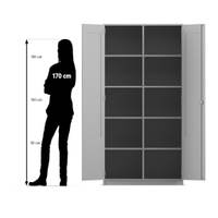 Flexeo® Schrank, 10 Fächer, 2 verglaste Drehtüren, Mittelwand, Breite 94,4 cm - 809047 P07