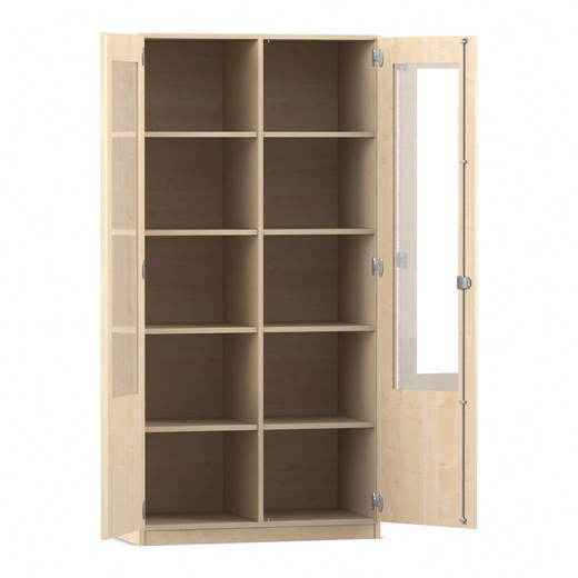 809047v0021_p01_1000 Flexeo® Schrank, 10 Fächer, 2 verglaste Drehtüren, Mittelwand, Breite 94,4 cm
