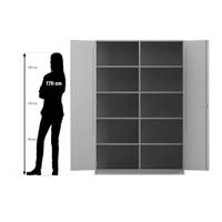 Flexeo® Schrank, 10 Fächer, 2 verglaste Türen, Mittelwand, Breite 126,4 cm - 809048 P07