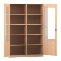 Flexeo® Schrank, 10 Fächer, 2 verglaste Türen, Mittelwand, Breite 126,4 cm