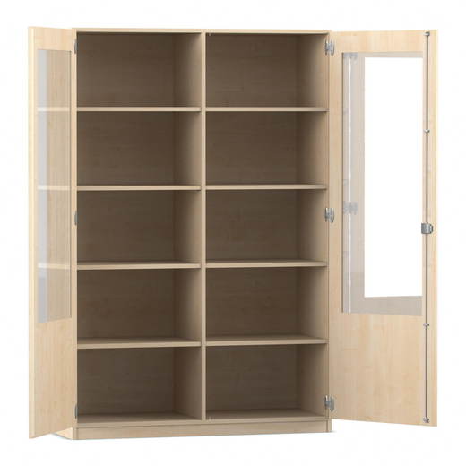 809048v0016_p01_1000 Flexeo® Schrank, 10 Fächer, 2 verglaste Türen, Mittelwand, Breite 126,4 cm