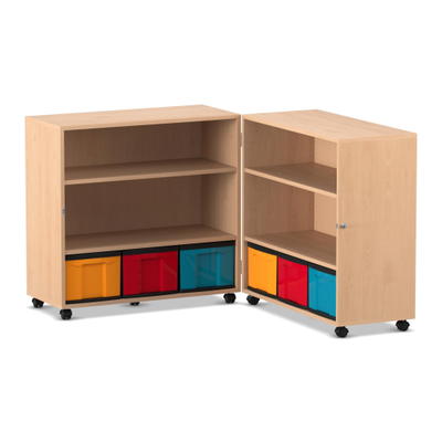 Flexeo® Klapp-Wagen, fahrbar, 4 Fachböden, 6 große Boxen