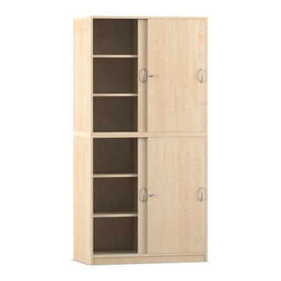 Flexeo® Schiebetürenschrank, 12 Fächer, Mittelwand, 4 Türen, Breite 94,4 cm